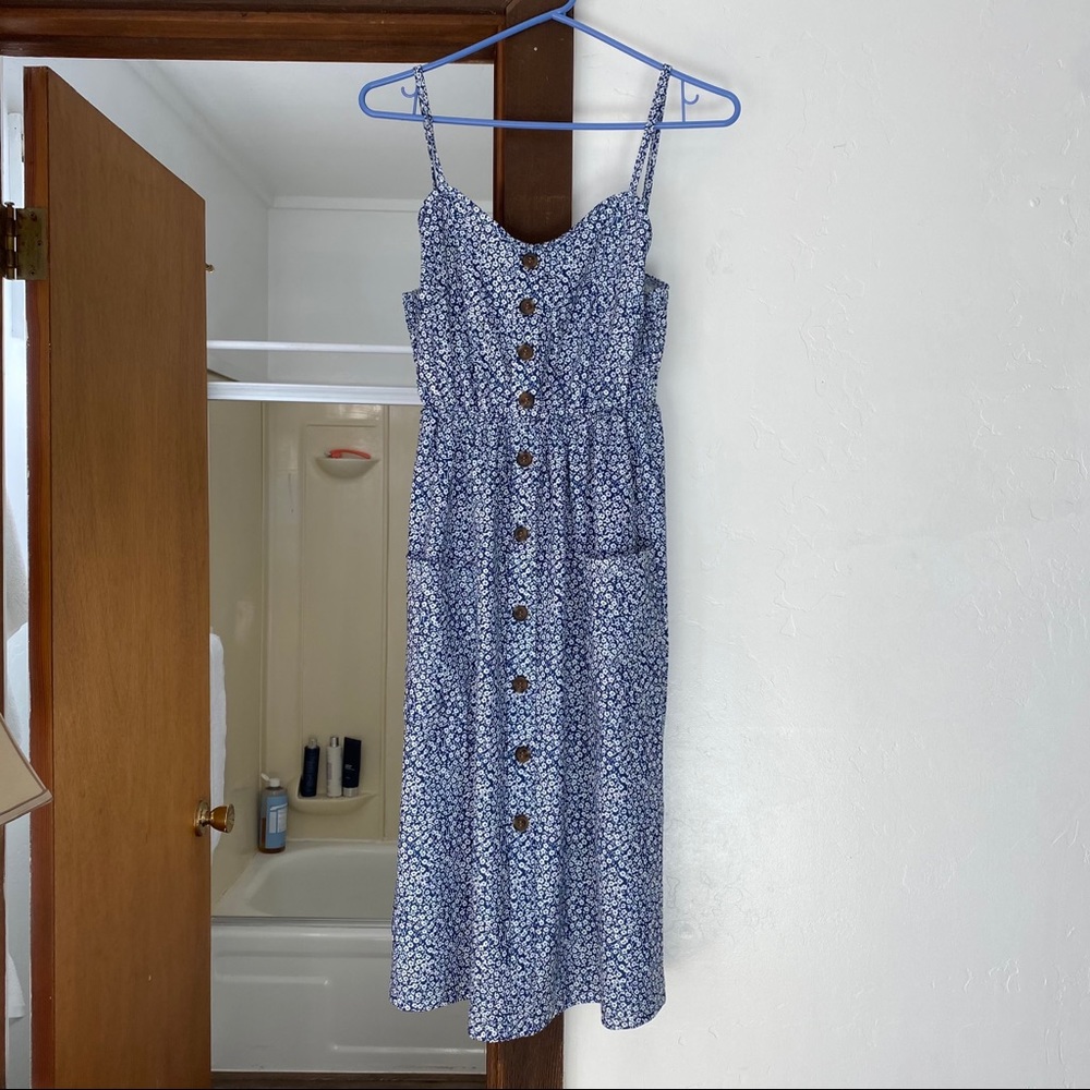 Blue Floral Button-Front Sundress
